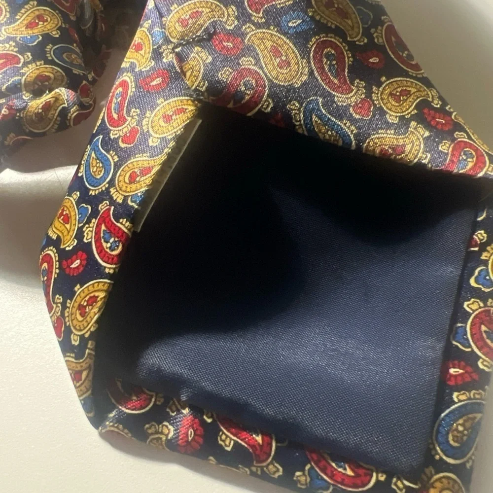 Red and Blue Paisley Silk Tie Korean silk